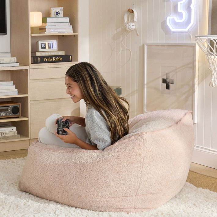 Large Faux Fur Blush Bean Bag Lounger | Pottery Barn Teen