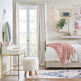 Mongolian Faux Fur Accent Stool