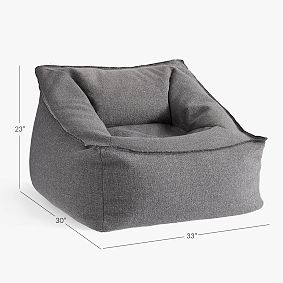 Large Tweed Charcoal Modern Bean Bag Lounger
