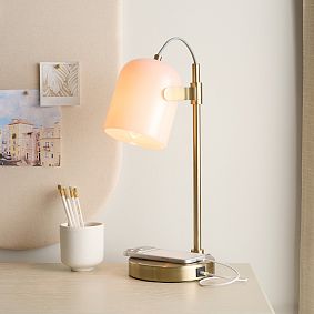Glass Shade Wireless Charging Task Lamp (17.5")