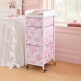 LoveShackFancy Tall Plug-In Rolling Cart with AC Plug &amp; USB A/C (12.75"x35.25")