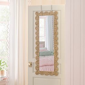 Scallop Rattan Over-the-Door Mirror (17.5"x57")