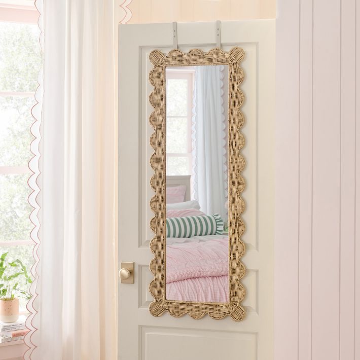 Scallop Rattan Over-the-Door Mirror (17.5