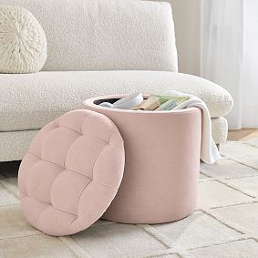 Tufted Round Storage Ottoman