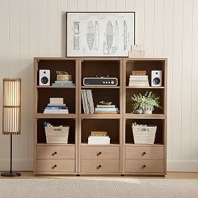 Keaton Wall Bookcase with Drawers (66")