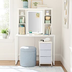 Dorm Light Up Desk Hutch With Mirror (36.5")