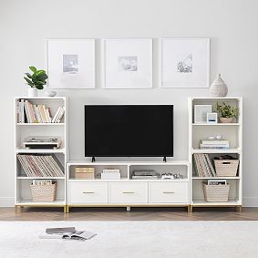 Blaire Media Tall Bookcase with Cubbies (110")