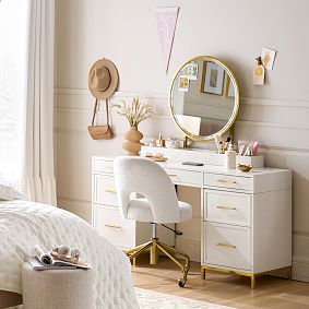 PB Teen Blaire Storage & Writing Desk Vanity Hutch