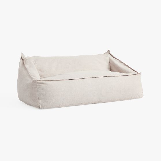 Double Eco Performance Textured Weave Oat Modern Bean Bag Lounger