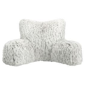 Gray Leopard Faux-Fur Backrest Pillow Cover