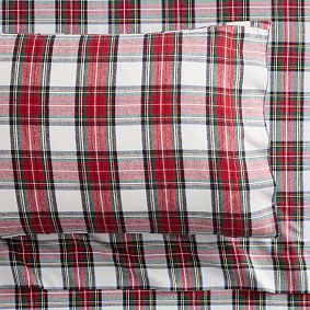 Open Box: Stewart Plaid Flannel Sheet Set, Queen - Red Multi
