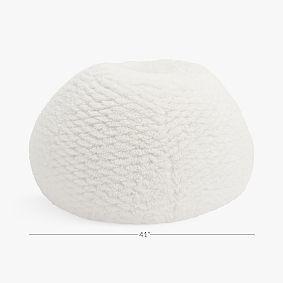 Large Cloud Faux Fur Ivory Bean Bag Chair Slipcover Only