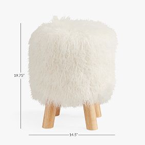Mongolian Faux Fur Accent Stool