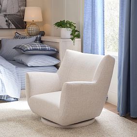 Eco Performance Textured Weave Oatmeal Lennon Low Swivel Chair