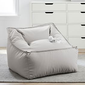 Large Canvada Light Gray Indoor/Outdoor Modern Bean Bag Lounger