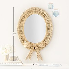 LoveShackFancy No Nails Rattan Bow Mirror (18"x28")
