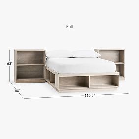 Stack Me Up Platform Storage Bed &amp; 2 Shelf Bookcase Set