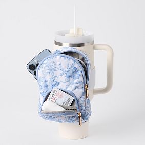 LoveShackFancy Blue Damask Mini Water Bottle Backpack