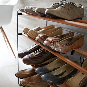 Wood/Metal Stackable Shoe Rack