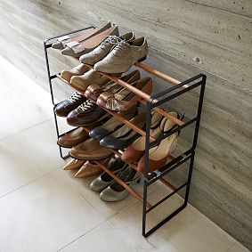 Wood/Metal Stackable Shoe Rack