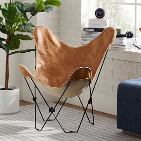 Faux Leather Caramel Butterfly Chair