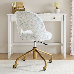 Hill House Home Clematis Scallop Green Andie Swivel Desk Chair