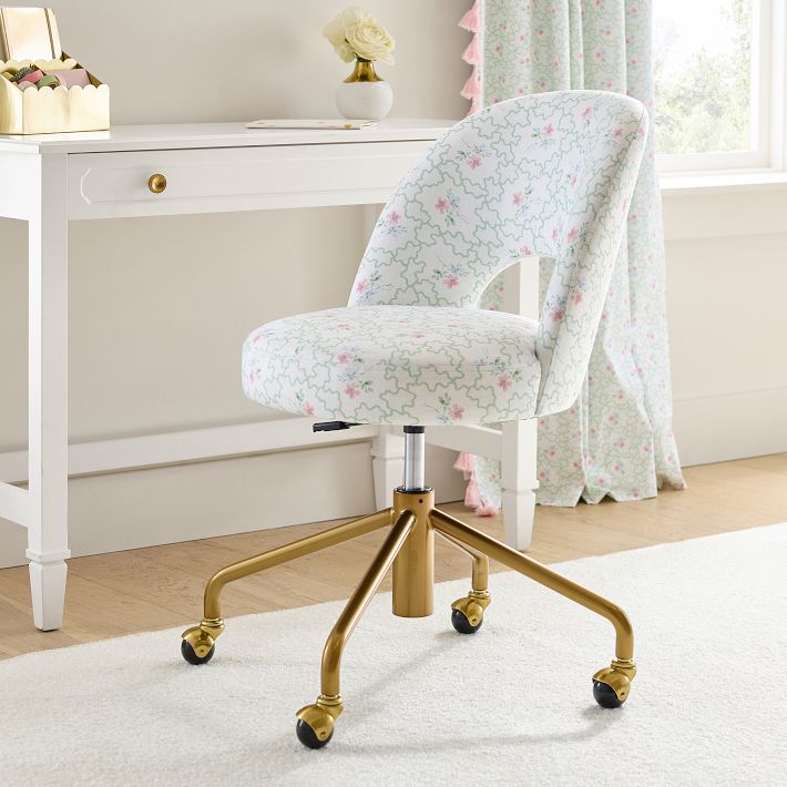 Hill House Home Clematis Scallop Green Andie Swivel Desk Chair