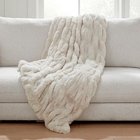 Ruched Faux Fur Throw