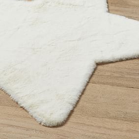 Washable Bunny Faux-Fur Star Shaped Rug