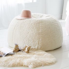 Sherpa Ivory Bean Bag Chair Slipcover Only