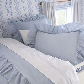 Chambray Ruffle Organic Duvet Cover