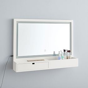 Get-Ready Wood Vanity Mirror with Storage (28"x21")