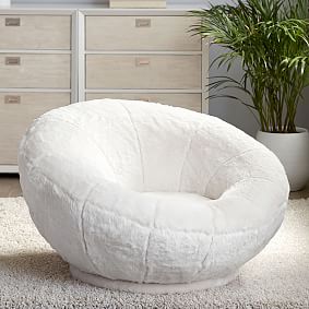 Open Box:  Polar Bear Faux-Fur Ivory Groovy Swivel Chair