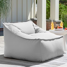Large Canvada Light Gray Indoor/Outdoor Modern Bean Bag Lounger