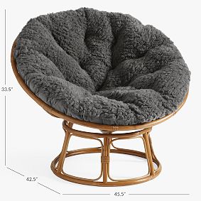 Jumbo Sherpa Charcoal Papasan Chair