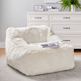 Polar Bear Faux Fur Ivory Modern Bean Bag Lounger Collection