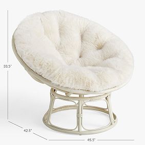 Feathery Faux-Fur Ivory Papasan Chair