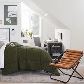 Faux Leather Caramel  Channeled Sling Chair