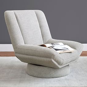 Bouclé Twill Gravel Cole Swivel Chair
