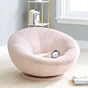 Chenille Washed Blush Groovy Swivel Chair