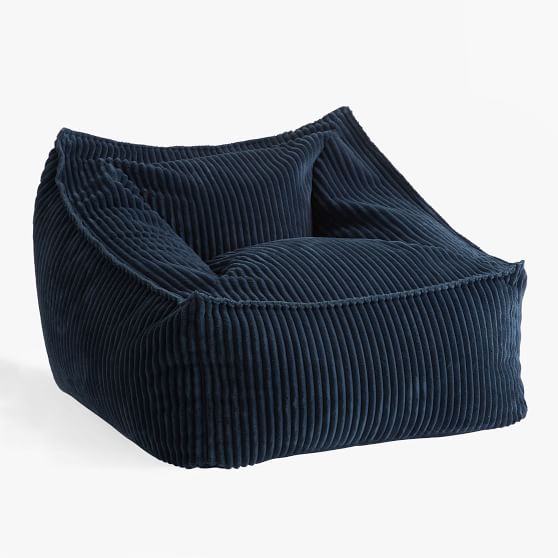 Large Chamois Midnight Blue Bean Bag Lounger | Pottery Barn Teen