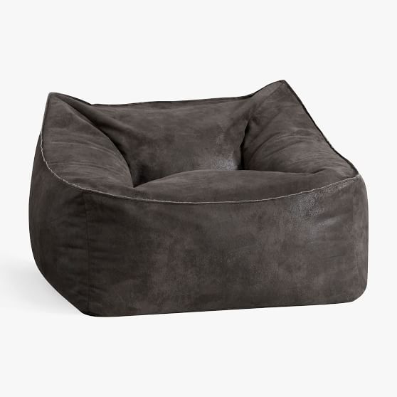 Large Textured Faux Suede Charcoal Modern Bean Bag Lounger