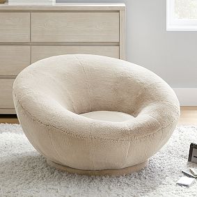 Faux-Fur Fawn Groovy Swivel Chair