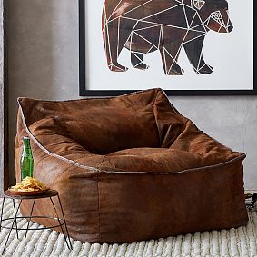 Large Trailblazer Tobacco Modern Bean Bag Lounger