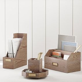Classic Wooden Desk Accessories, Magazine Caddy