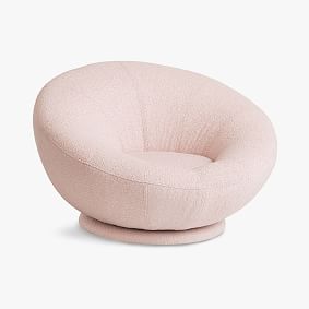 Open Box:  Chunky Boucle Blush Groovy Swivel Chair