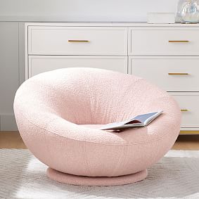 Open Box:  Chunky Boucle Blush Groovy Swivel Chair