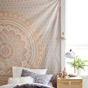 Printed Tapestry, Gold/White