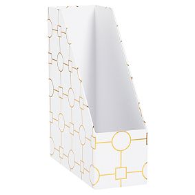 Printed Paper Desk Accessories Set, Metallic Gold Geo