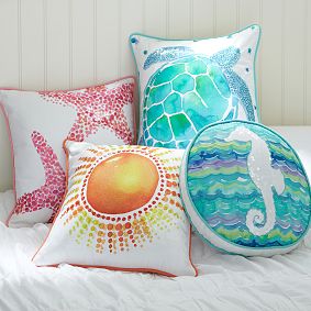 Beachside Watercolor Pillow Cover
